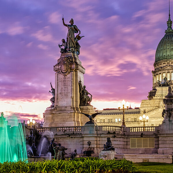 View of the Buenos Aires city -  Congreso square (Congress in english) at sunset - Argentina